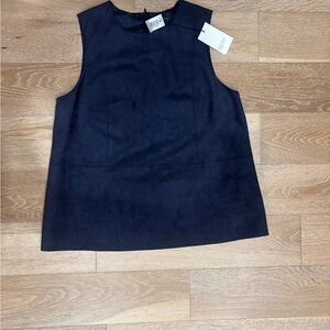 NWT Aritzia Babaton Midnight Blue Rolando Faux Suede Sleeveless Tank Top Size S